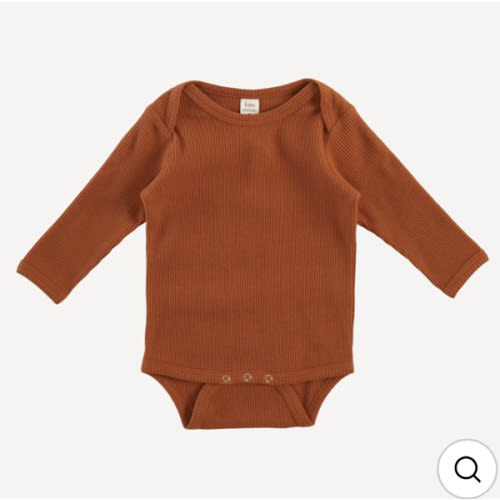long sleeve lap neck bodysuit | brown sugar | organic cotton thermal