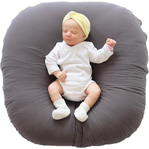 Baby Feeding Pillow Infant Feeding Pillow with Removable Cover,Soft Newborn Bed for Bottle Feeding,Burping (Grey, 27.56inch*27.56inch)