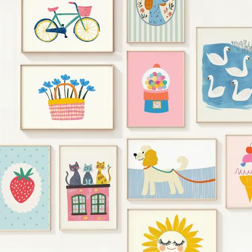 Kids Wall Art Printable Bundle- 75 Whimsical Storybook Illustrations, Animal Prints Nursery Decor, Playroom Artwork, Childrens Gallery Wall