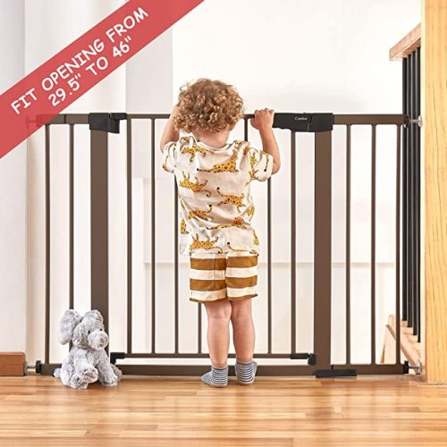 Baby Gate for Stairs, Brown - 30.5" Tall