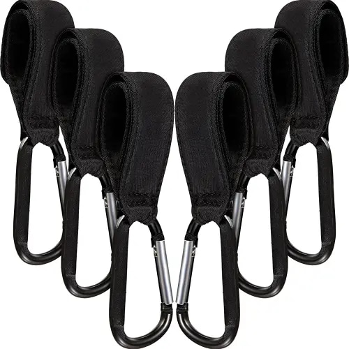 6 Pack Baby Stroller Hooks for Hanging Diaper Bags Pram Clips for Bags Multipurpose Hooks for Grocery Shopping Backpack Stroller Accessories Pram Buggy Clips Straps Hook