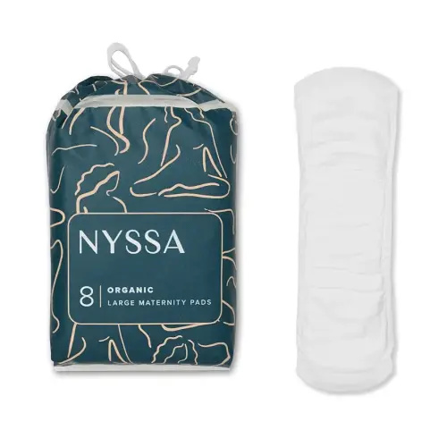 Nyssa Complete Coverage Organic Cotton Cover Postpartum Pads, 3 Pack