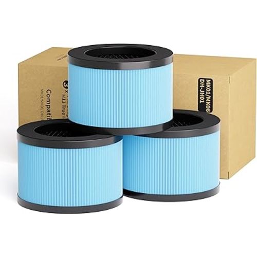 MK06 MK01 True HEPA Replacement Filter Compatible with AROEVE MK01 MK06 and Kloudi DH-JH01 Air Purifier, Standard Version, 3 Pack