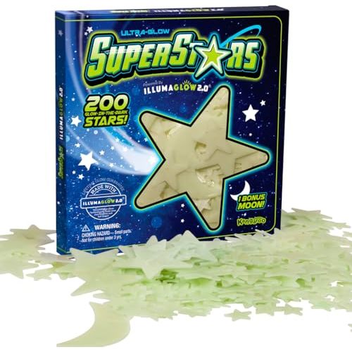 Glow in The Dark Stars - Includes Installation Material and Constellation Guide, 200 Glowstars and Bonus Moon, Only Glow Stars Stickers Powered by Our Trademarked Illumaglow2.0