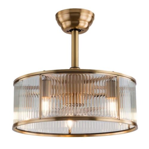 18 in. Indoor Gold Modern 5-Light 6 Speeds Caged Ceiling Fan with Reversible Motor and Remote, No Bulbs Included