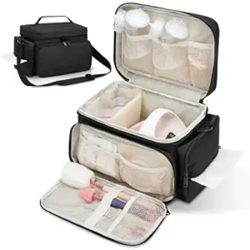 Breast Pump Bag Fit for Spectra S1 and S2, Pumping Bag with Waterproof Mat for Pump Accessories, Portable Pump Carrying Case for Work, Travel and Family Use, Black