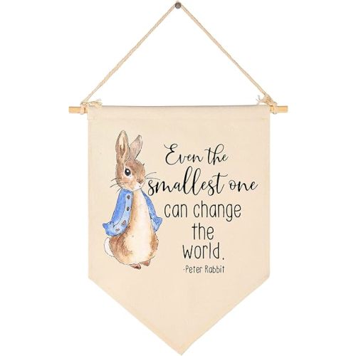 Even the Smallest One Can Change the World -Canvas Hanging Flag Banner Wall Sign Decor Gift for Baby Kids Girl Boy Nursery Teen Room Front Door