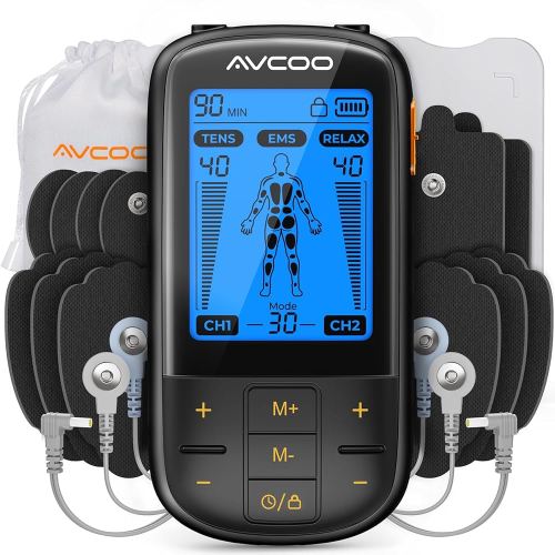 3-in-1 TENS Unit Muscle Stimulator with 30 Modes, 40 Intensities TENS Machine for Gradual Back Pain Relief Therapy, Rechargeable EMS Unit Massager with 12 TENS Electrode Pads, a Storage Bag