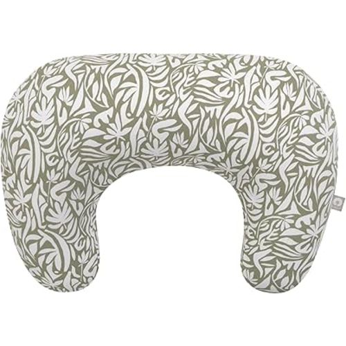 Boppy Nursing Pillow - Ergonomic Bottle & Breastfeeding Pillow, Higher, Firmer & Larger, Water-Repellent with Washable Organic Cotton Cover, Baby Safety Alliance Verified - Green Cut Out Leaves