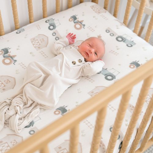 Charlie Farmhouse Tractor Crib Sheets | Crane Baby