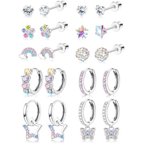 Hypoallergenic Earrings For Girls Women Surgical Stainless Steel Screw Back Earrings Set For Sensitive Ears Kids Earrings Toddler Earrings Cute Girls Earrings