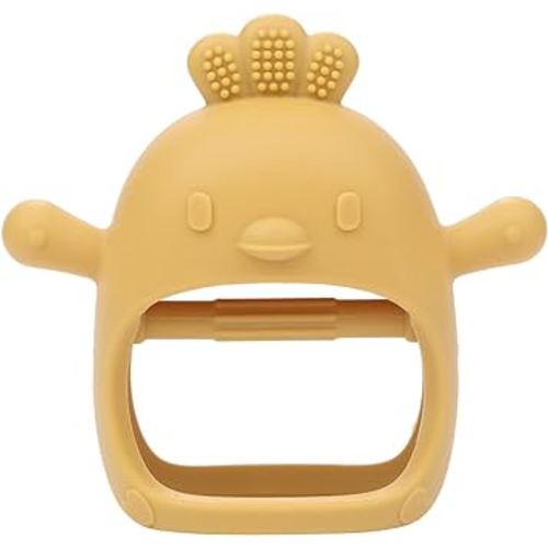 AIXMEET Baby Teething Toys,Silicone Baby Teether for Babies 0-6 Months, Mitten Teething Toy for Soothing Sore Gums, Never Drop Infant Hand Teether,Baby Chew Toys for Sucking Needs,Yellow