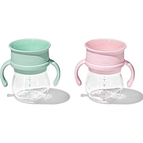 OXO Tot Transitions 360 Cup 6 oz. with Handles - Opal and Blossom - 2 Pack