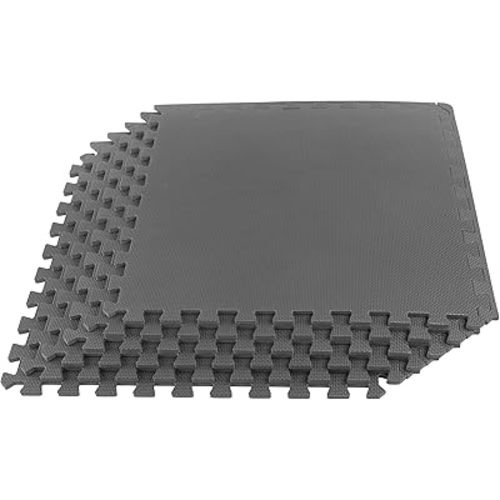 EVA Foam Mat Tiles 6-Pack - 24 SQ FT of Interlocking Padding for Garage, Playroom, or Gym Flooring - Workout Mat or Baby Playmat by Stalwart (Gray)