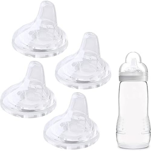4Pcs Sippy Spouts Nipples Compatible with MAM Bottles, Soft Silicone Bottle Replacement Nipple Spout Nipples, BPA-Free, 6m+, Variable Flow
