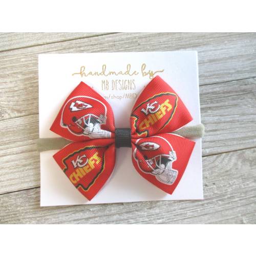 Kansas City Chiefs Baby Bow, Chiefs Baby Headband, KC Chiefs, Newborn Bow Headband