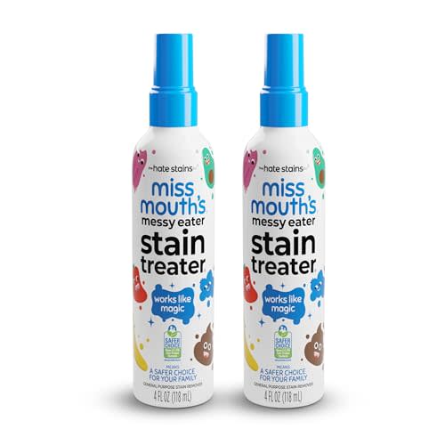 Miss Mouth's Messy Eater Stain Treater Spray - 4oz 2 Pack Stain Remover - Newborn & Baby Essentials - No Dry Cleaning Food, Grease, Coffee Off Laundry, Underwear, Fabric