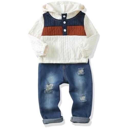 XUANHAO Toddler Boy Clothes Infant Baby Boy Outfits 12 18 24 Months 2T 3T 4T 5T Hoodie Jeans Pants Set Fall Winter Clothing