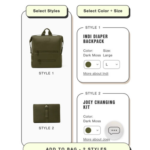 Dagne Dover Indi Diaper Bag Backpack + Joey Changing Kit (Large, Dark Moss)