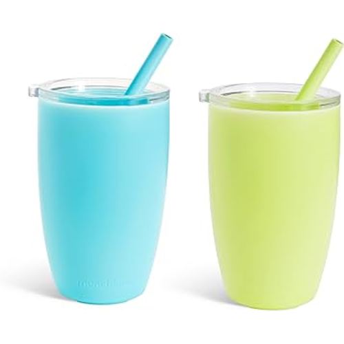 Munchkin® Simple Clean™ Toddler Sippy Cup Tumbler with Easy Clean Straw, 10 Ounce, 2 Pack, Blue/Green