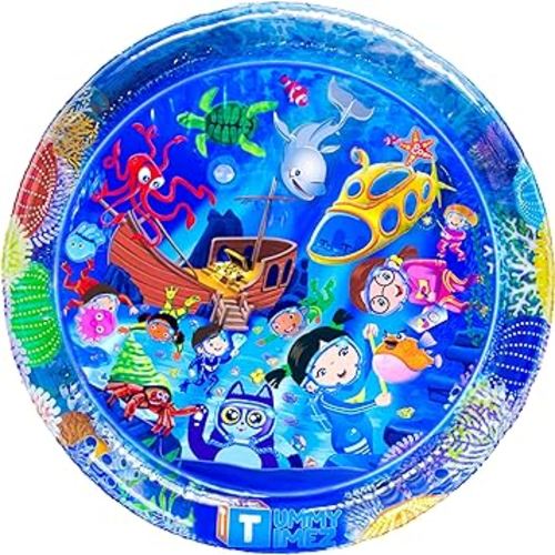 Baby Tummy Time Water Mat, Premium Activity Center Promoting Baby Motor & Sensory Development, Inflatable Playmat Pat Visual Stimulation Gift for Infants & Toddlers Boys & Girls