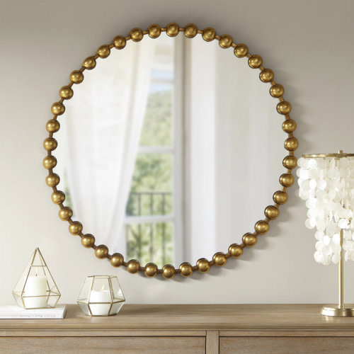 Madison Park Signature Marlowe Beaded Round Metal Wall Mirror | Birch Lane