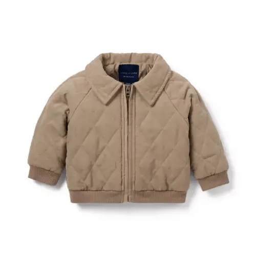 Newborn Camel Brown The Sueded Quilted Baby Jacket by Janie and Jack