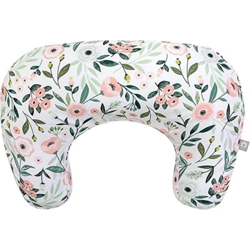 Boppy Nursing Pillow, Pink Garden Flowers, Larger, More Supportive for Breastfeeding and Bottle Feeding, Firmer Fill, Higher Lift, Larger Area Than Original Nursing Pillow