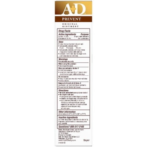 A+D Original Diaper Rash Ointment, Baby Skin Moisturizer and Protectant with Vitamins A and D - 4oz
