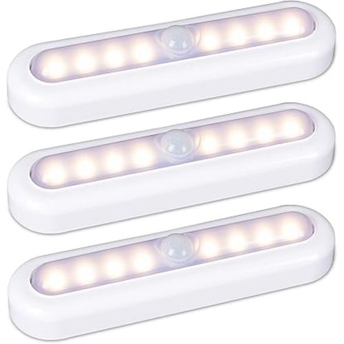 STAR-SPANGLED 3 Pack 7” Motion Sensor Lights Indoor Battery Operated, Stick on LED Light for Closet, Stairs, Under Cabinet, Warm White