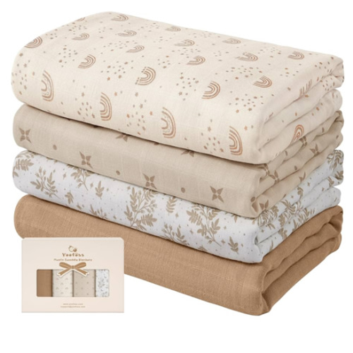 Muslin Baby Blankets, 4-Pack