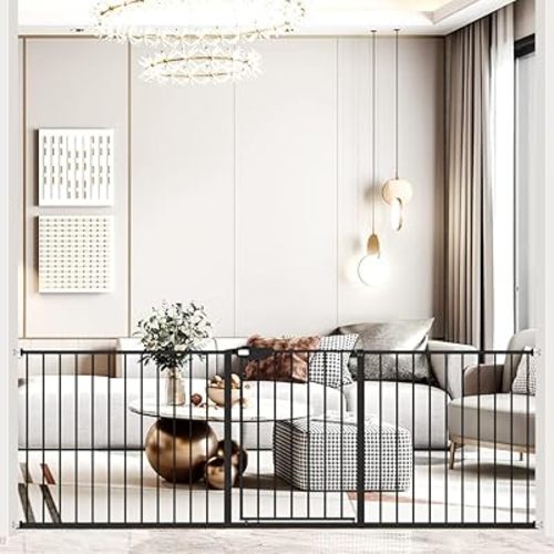 DEARBB Triple Lock Baby Gate for Stairs Doorways and House 31" to 86" Extra Wide Pressure Mounted Easy Walk Through Auto Close Safety Pet Gate Black 76.77-86.22"