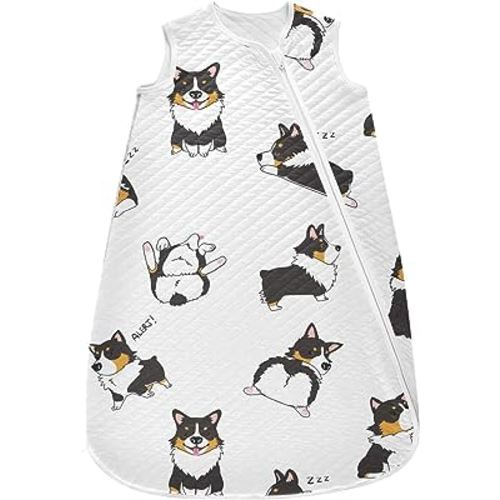 vvfelixl Unisex Pembroke Welsh Corgi Tricolor Dog Seamless Pattern Baby Sleeping Bag,Baby Wearable Blanket,Toddler Sleep Sack,Sleep Suit for Infant Newborn Babies 0-6 Months