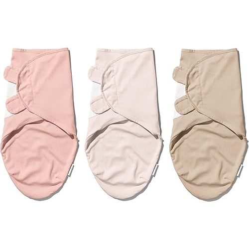 Cotton Swaddle Wrap, 100% Knitted Organic Cotton, Easy Adjustable Newborn Velcro Swaddle for Boys & Girls, Improves Sleep & Calms Startle Response, 0-3 Months, Pack of 3 (Nordic Edition 2)