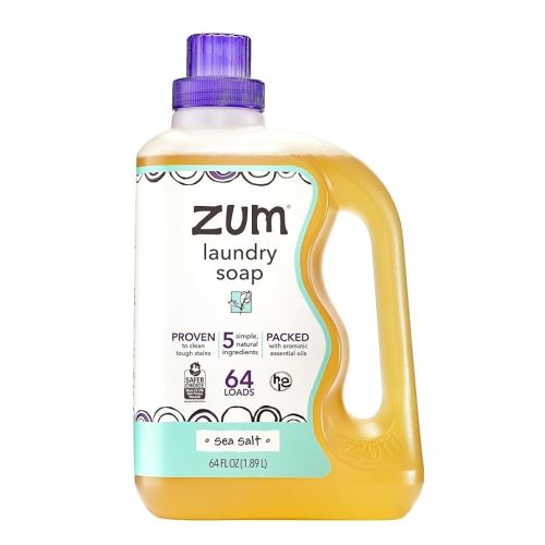 Zum Laundry Soap by Indigo Wild - Liquid, Plant-Based Soap with Baking Soda, Essential Oils, Coconut Oil & More - Wash Up to 64 Loads - Sea Salt - 64 fl oz