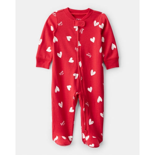 Valentine's Day Heart 100% Cotton Snug Fit 2-Way Zip Sleep & Play Pajamas (Newborn)