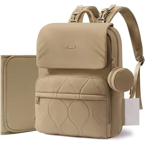 LOVEVOOK Diaper Bag Backpack, Baby Travel Bags for Boys & Girl, Toddler Waterproof Diaper Bag w/Changing Pad (Khaki, 15.6''-Small)