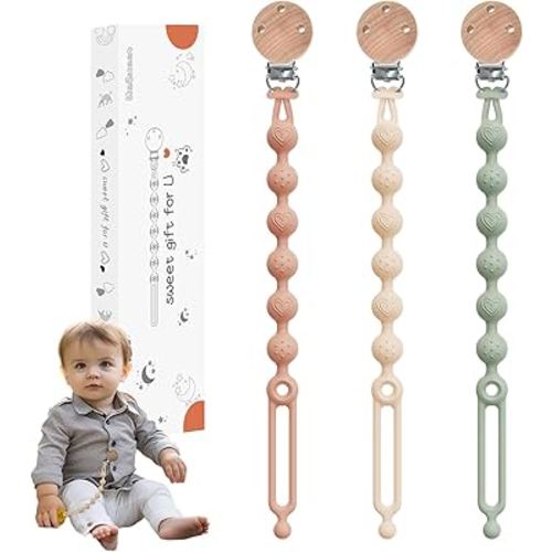 WeSweet 2Pack Pacifier Clips | Silicone Dummy Clips | One piece design Soother Clips | Great Baby Gifts for Newborn