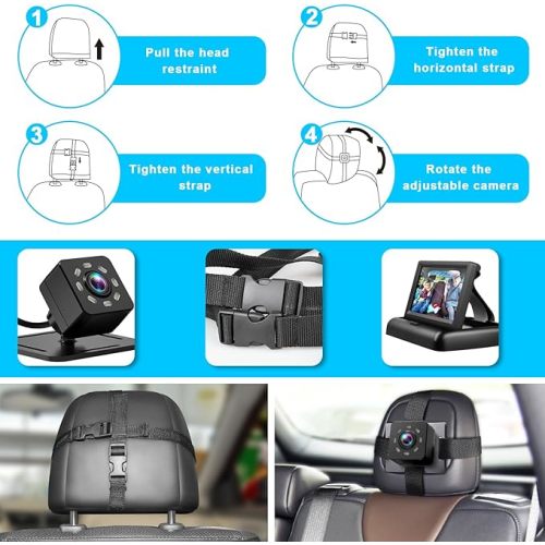 Baby Car Mirror with 4.3'' HD Night Vision Function Display, Safety Car Seat Camera with Wide Crystal Clear View, Easily Observe The Baby’s Move(Not USB)