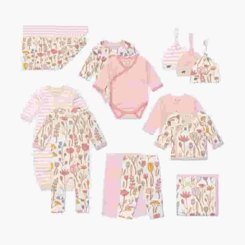 M+A by Monica + Andy Organic Gender Neutral Baby Shower Gift Set, 14-Piece, Preemie-3 Months
