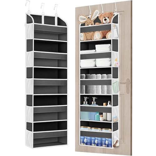 1 Pack Over The Door Organizer, Bathroom Organizers and Storage with 5 Pockets 10 Mesh Pockets, 50 lbs Weight Capacity Dorm Room Essentials for Girls Stuffed Animal Storage for Nursery