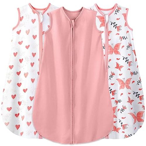 Yoofoss Baby Sleep Sack 6-12 Months Baby Wearable Blanket 100% Organic Cotton 2-Way Zipper TOG 0.5 Toddler Sleeping Sack, Lightweight Sleep Sacks for Babies(Medium)