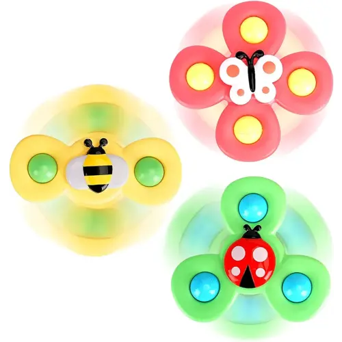 3PCS ALASOU Suction Cup Spinner Toys for 1 Year Old Boy Girl|Spinning Top Toddler Toys Age 1-2|1 2 Year Old Boy Birthday Gift|Baby Bath Toys for Kids Ages 1-3|Sensory Toys for Toddlers 1-3