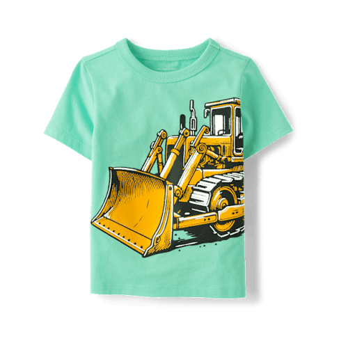 Baby And Toddler Boys Construction Vehicle Graphic Tee - Aqua