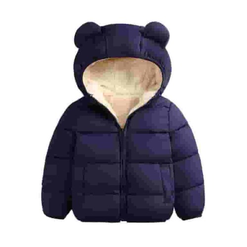 Qtinghua Toddler Baby Boy Girl Hooded Coat Cute Ear Long Sleeve Zipper Jacket Winter Warm Outerwear Tops Blue 3-6 Months