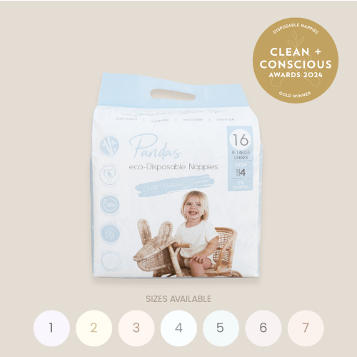 Pandas by Luvme Bamboo Nappies | SINGLE PACK - 1 (up to 4kg) Newborn - 22 Nappies per Pack - Luvme