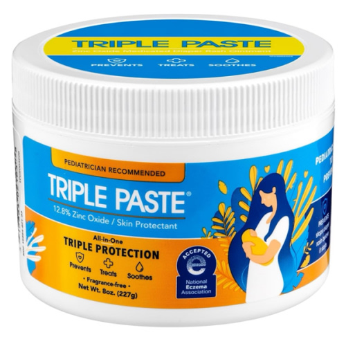 Triple Paste Diaper Rash Cream for Baby - 8 Oz Tub - Zinc Oxide Ointment Treats, Soothes and Prevents Diaper Rash - Pediatrician-Recommended Hypoallergenic Formula with Soothing Botanicals