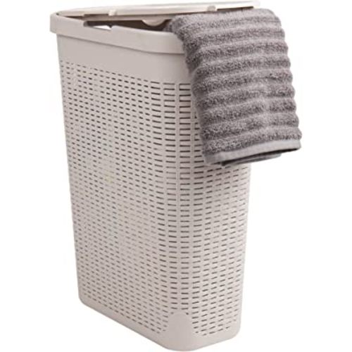 Mind Reader 40 Liter Slim Laundry Basket, Ivory