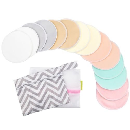 KeaBabies 14pk Soothe Reusable Nursing Pads for Breastfeeding, 4-Layers Organic Breast Pads, Washable Nipple Pads, Color: Pastel touch, Size: large 4.8"