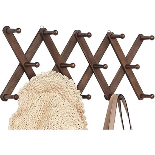 Accordion Wall Hanger with 14 Hooks | Walnut